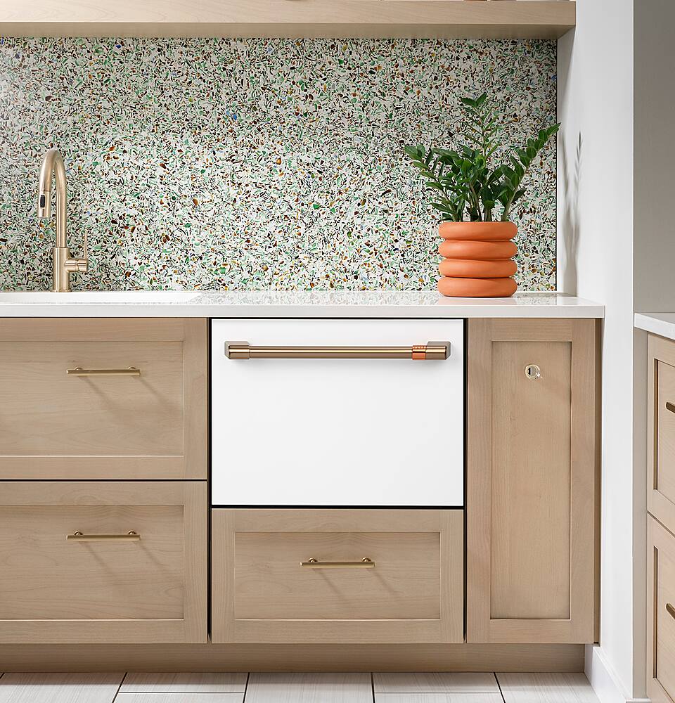 Alt View 2. Café - Energy Star Certified Smart Single Drawer Dishwasher with 6 Wash Cycles, Water Leak Sensor, and Knock to Pause Feature - Matte White.