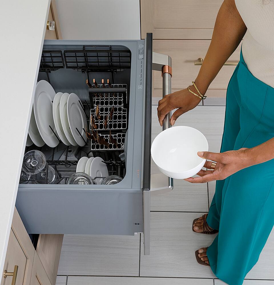 Alt View 11. Café - Energy Star Certified Smart Single Drawer Dishwasher with 6 Wash Cycles, Water Leak Sensor, and Knock to Pause Feature - Matte White.