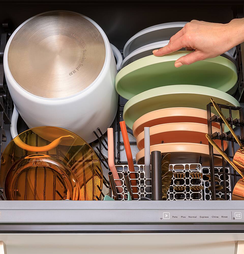 Alt View 23. Café - Energy Star Certified Smart Single Drawer Dishwasher with 6 Wash Cycles, Water Leak Sensor, and Knock to Pause Feature - Matte White.