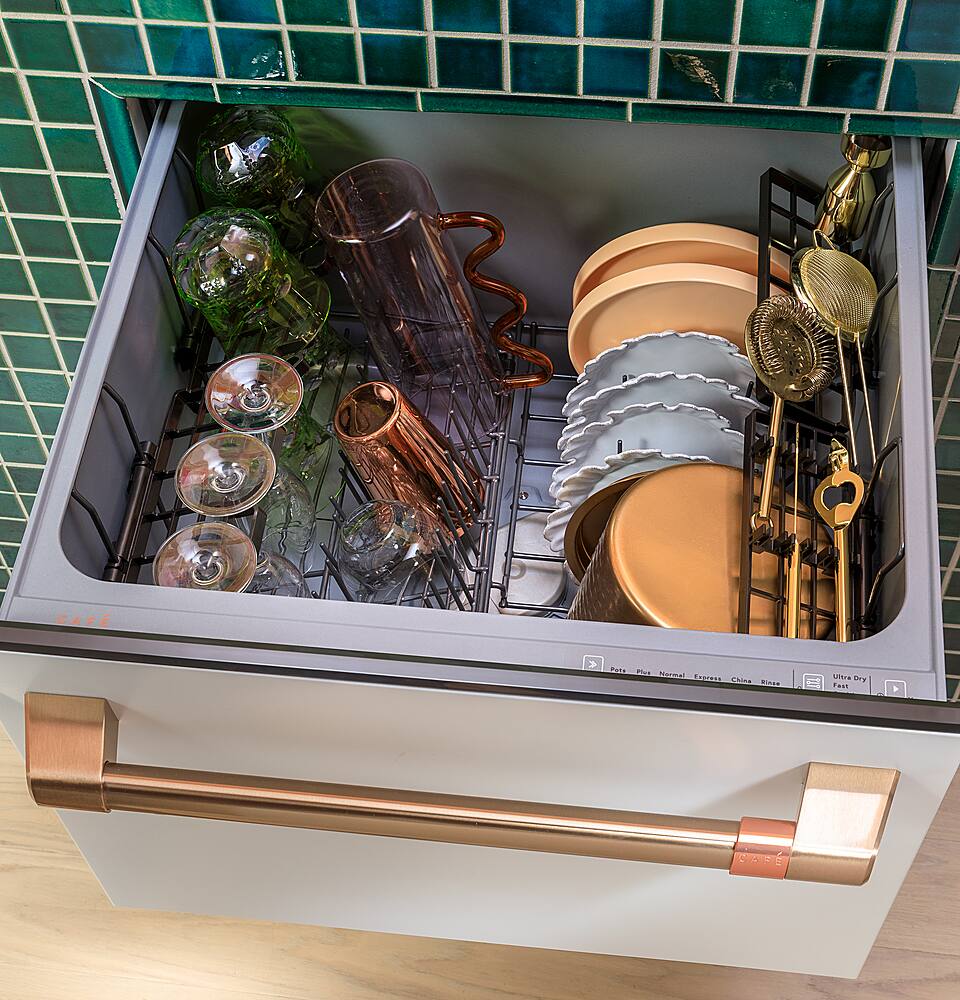 Alt View 26. Café - Energy Star Certified Smart Single Drawer Dishwasher with 6 Wash Cycles, Water Leak Sensor, and Knock to Pause Feature - Matte White.