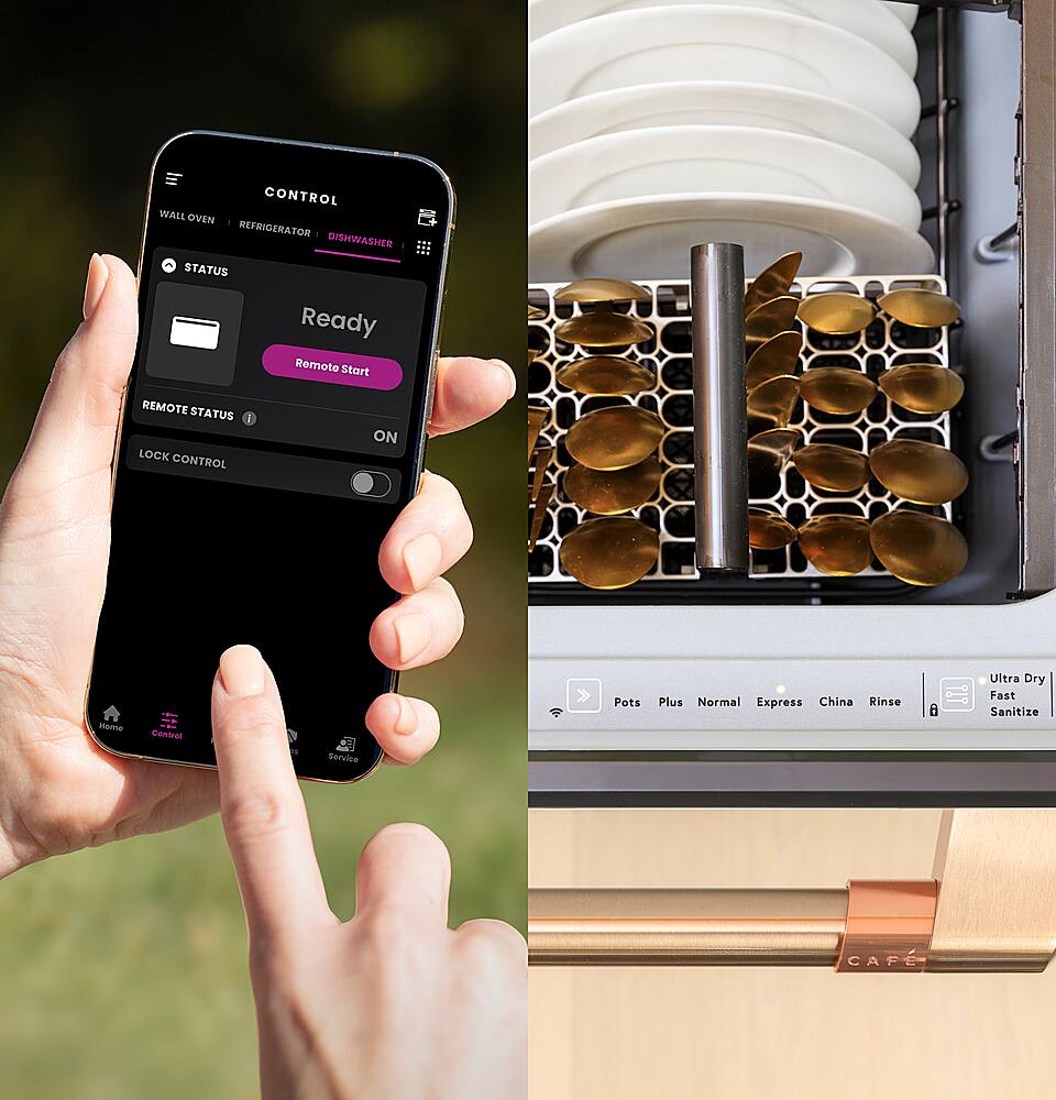 Alt View 17. Café - Energy Star Certified Smart Single Drawer Dishwasher with 6 Wash Cycles, Water Leak Sensor, and Knock to Pause Feature - Matte White.