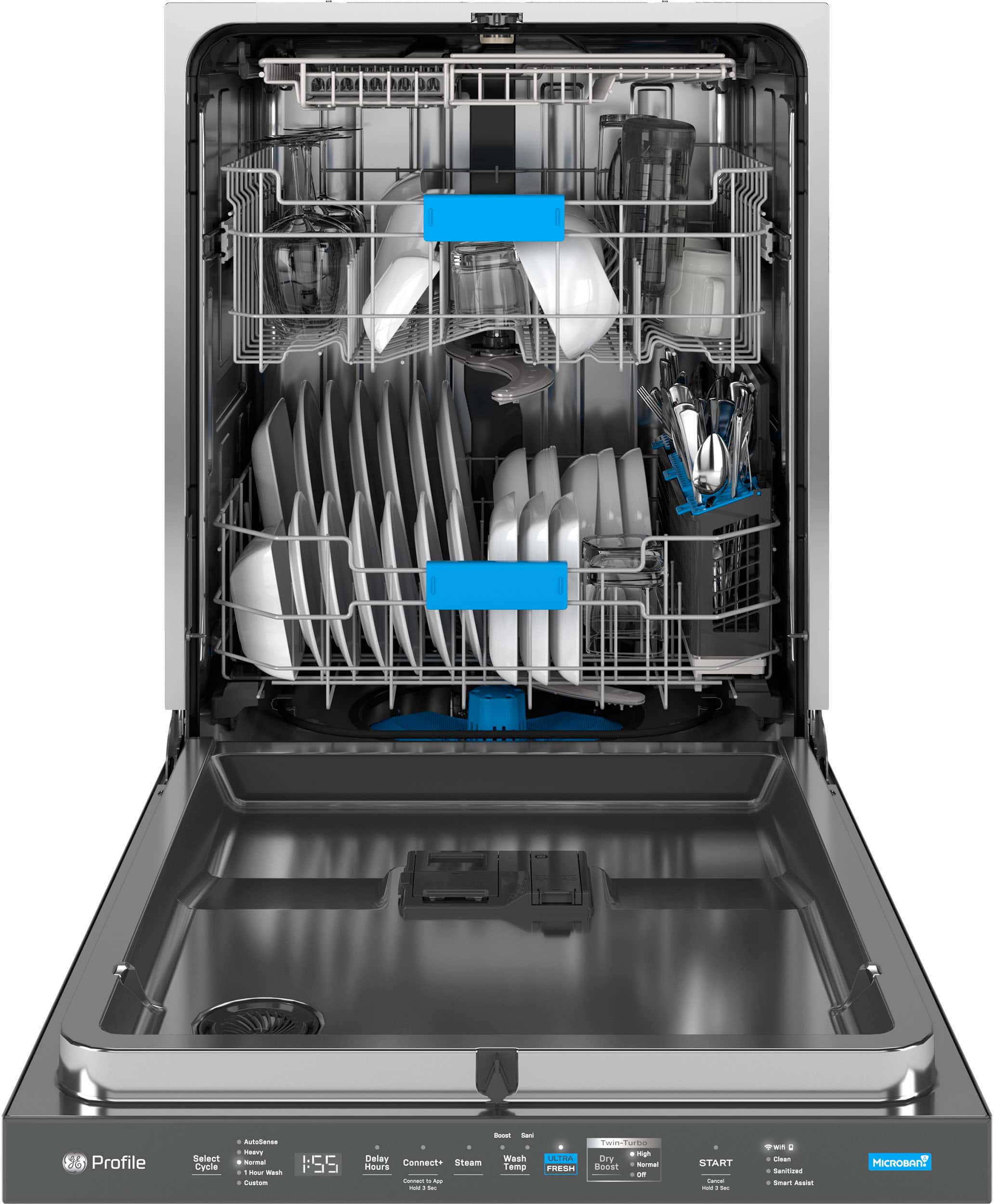 Alt View 12. GE Profile - Top Control Smart Built-In Stainless Steel Tub Dishwasher with 3rd Rack, Dedicated Jet Targeted Wash and 42 dBA - Stainless Steel.