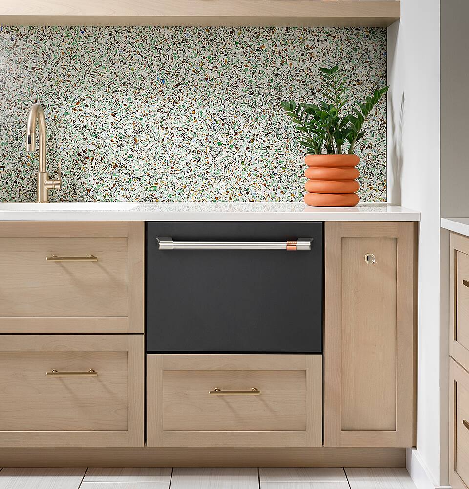 Alt View 2. Café - Energy Star Certified Smart Single Drawer Dishwasher with 6 Wash Cycles, Water Leak Sensor, and Knock to Pause Feature - Matte Black.