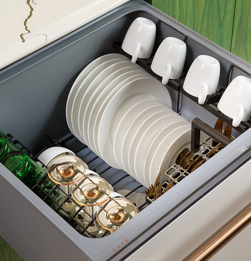 Alt View 20. Café - Energy Star Certified Smart Single Drawer Dishwasher with 6 Wash Cycles, Water Leak Sensor, and Knock to Pause Feature - Matte Black.