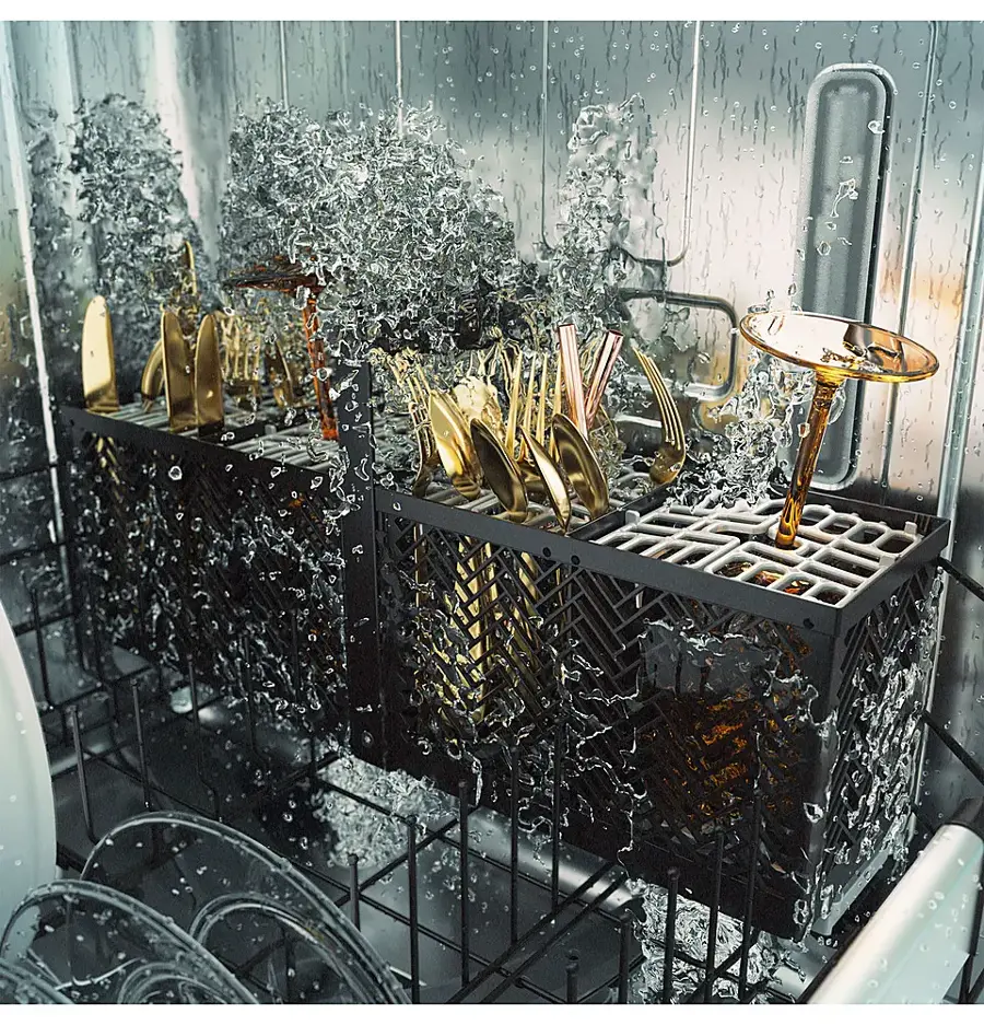 Left. Café - Top Control Smart Built-In Stainless Steel Tub Dishwasher with 3rd Rack, LED Lighting and 39 dBA - Stainless Steel.