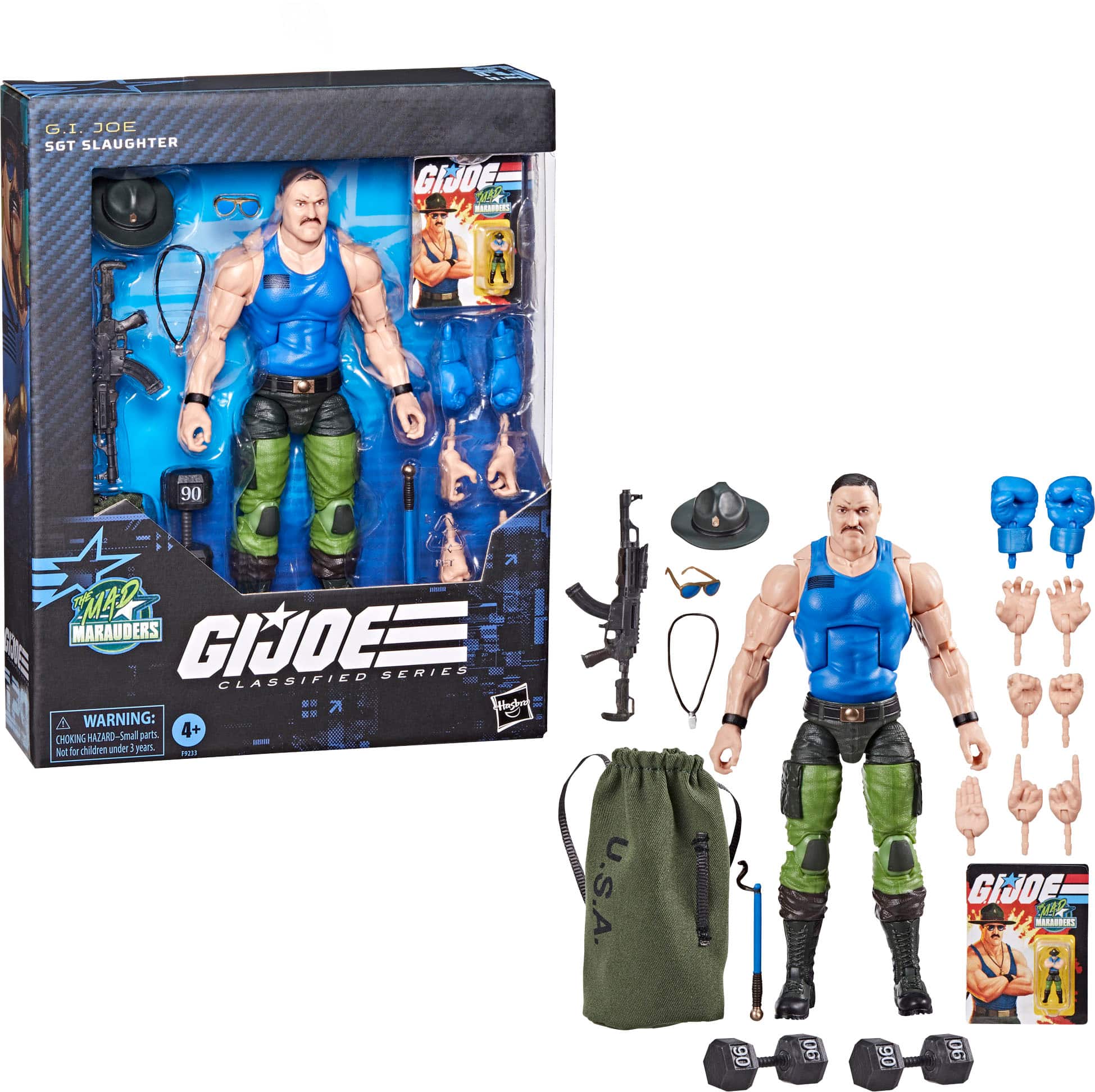 G.I. Joe Slaughter GIJOE F - po.d 90 - MAD MARAUDERS GIJOE SERIES CLASSIFIED  7  d . A WARNING: NAZARD-Small NAZARD Small j 4+ CHOKING Hazard - Not - childrens toy. U.S.A.