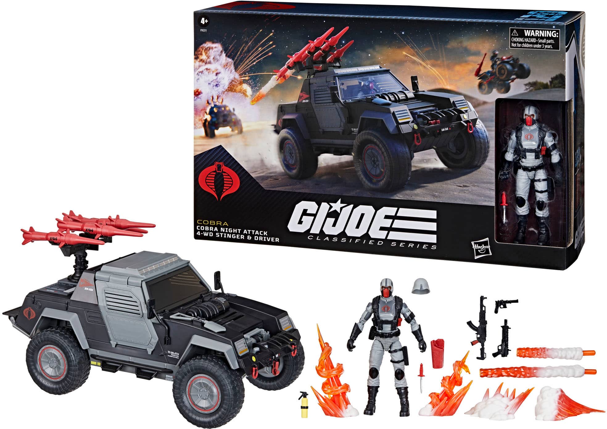 I WARNING: Corm nothits - and a krS nomon - me - 4-WD OBRA COBRA STINGER NIGHT ATTACK da DRIVER GIJOE= CLASSIFIED BERICS Mg
