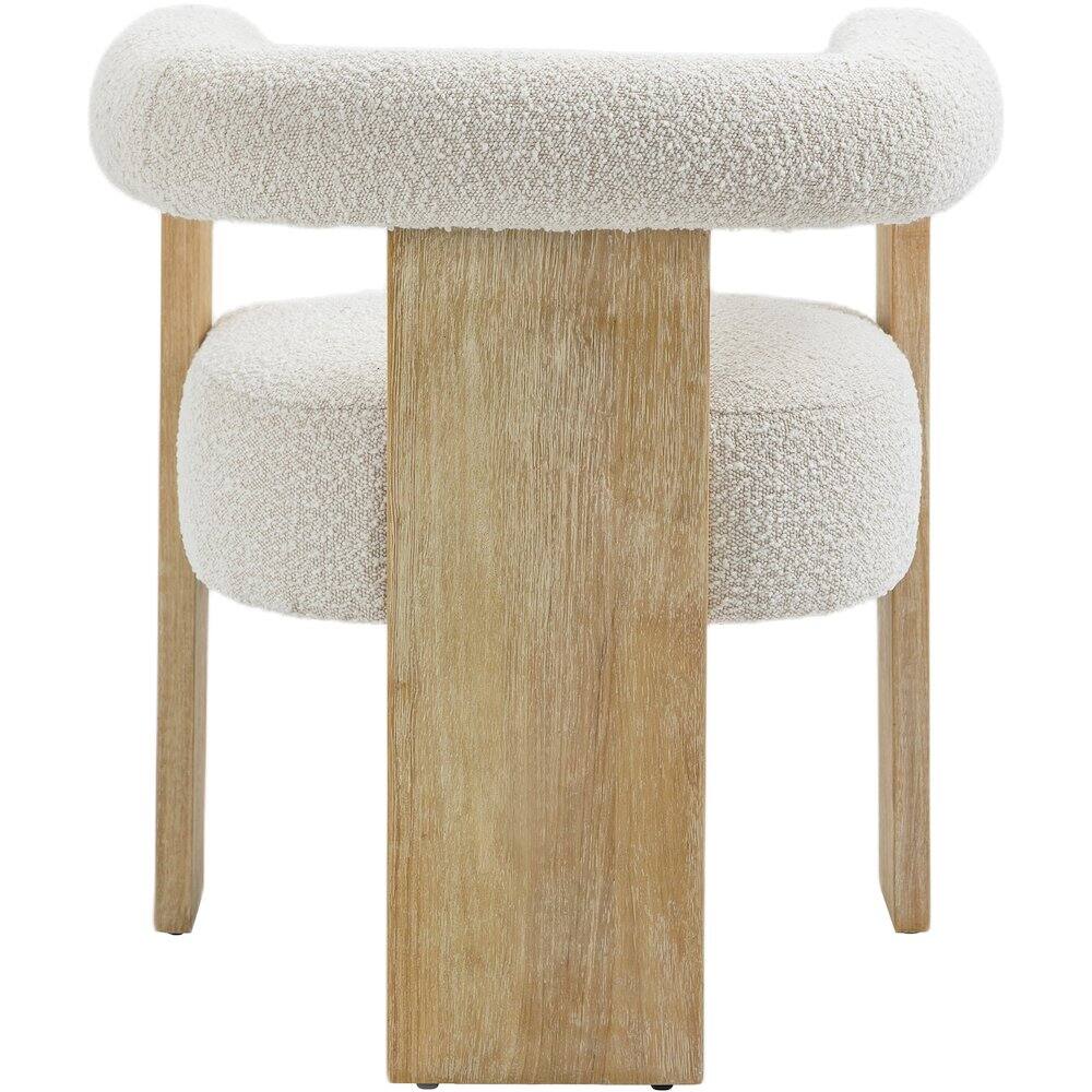 Alt View 1. Meridian Furniture - Barrel Cream Boucle Fabric Dining Chair - Beige.