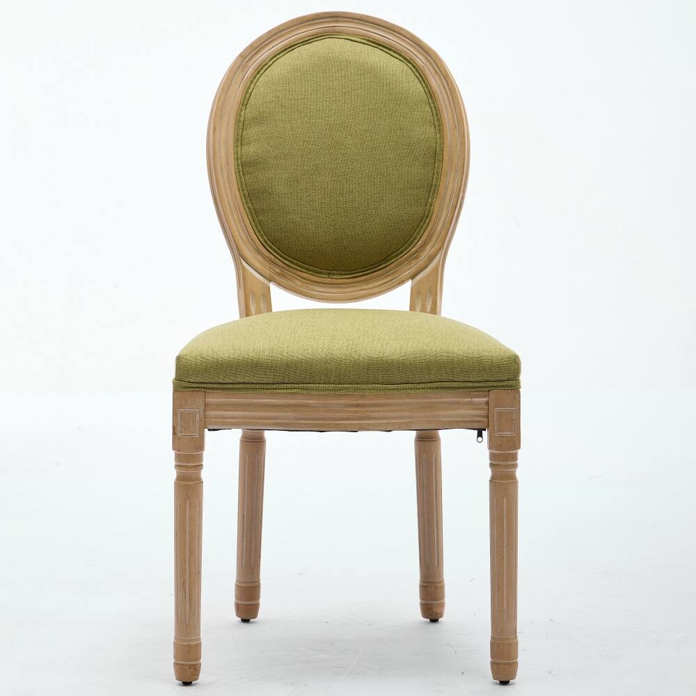 Angle. Loheer - Loheer French Style Solid Wood Dining Chairs Olive Green Linen Set of 2 - Olive Green.