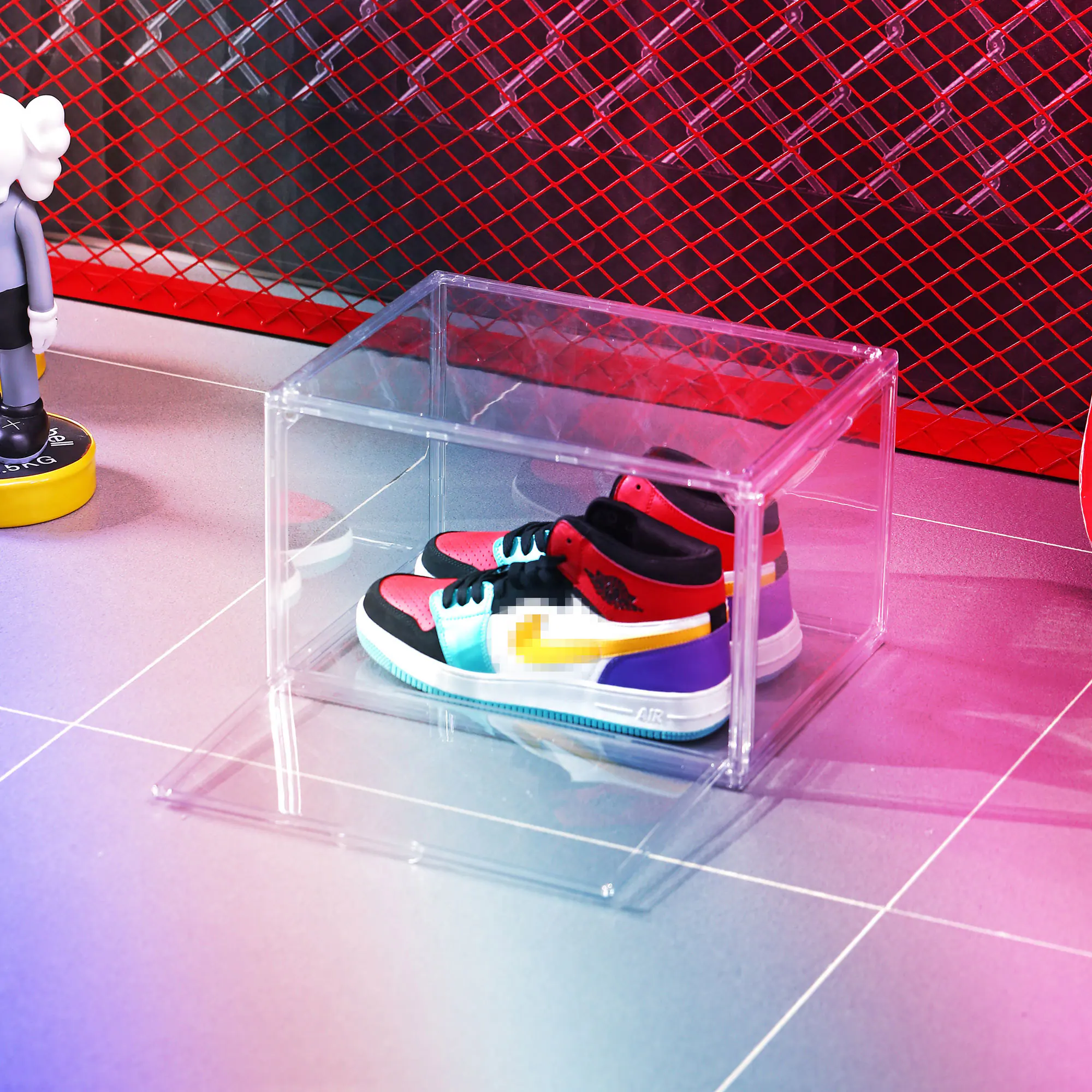 Alt View 3. FC Design - 5PC EXTRA LARGE Crystal Clear Stackable Shoe Boxes with Magnetic Doors - Clear.