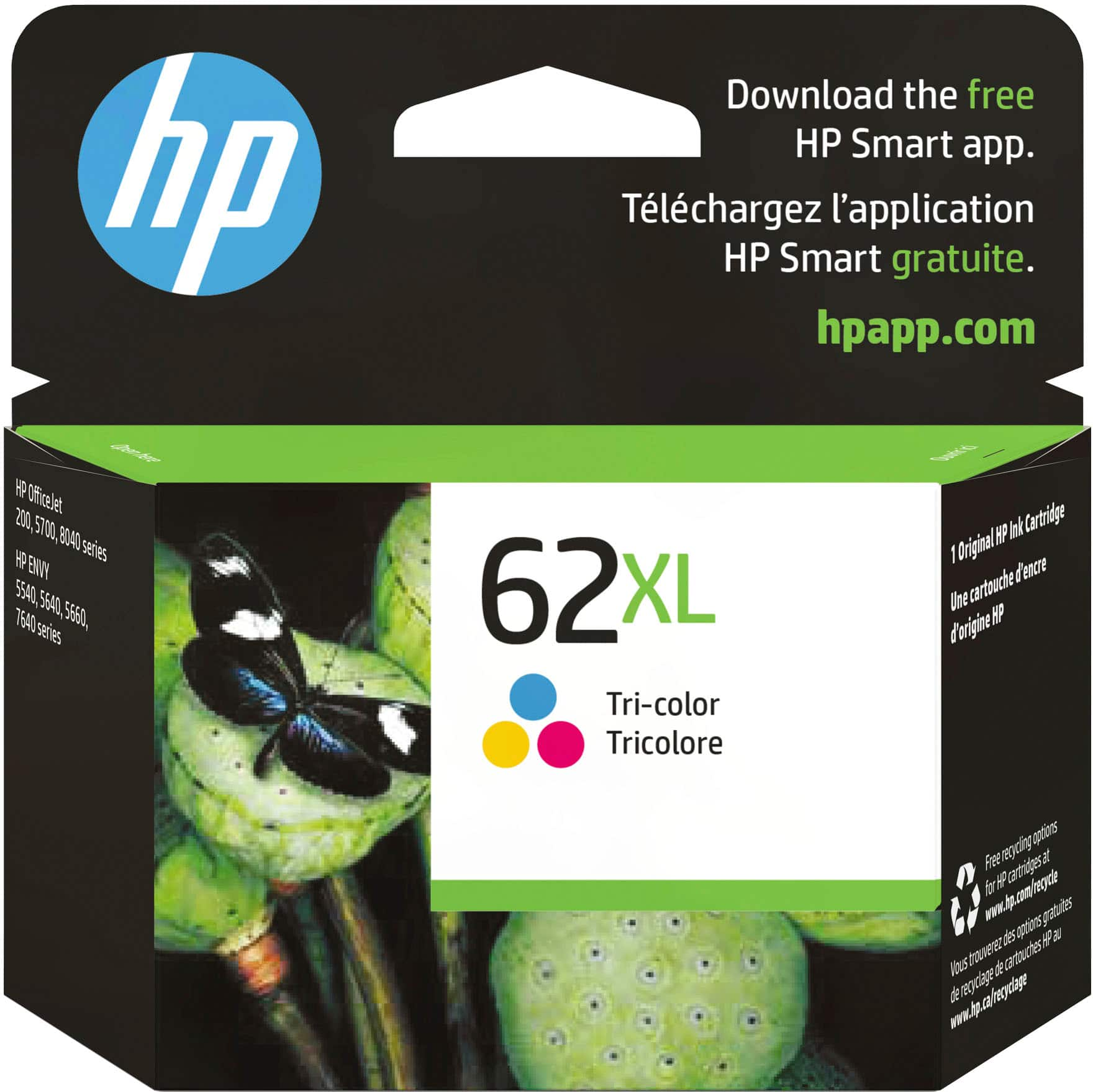 HP-62 XL Cartouche d'encre compatible HP 62 XL C2P07AE Tricolor