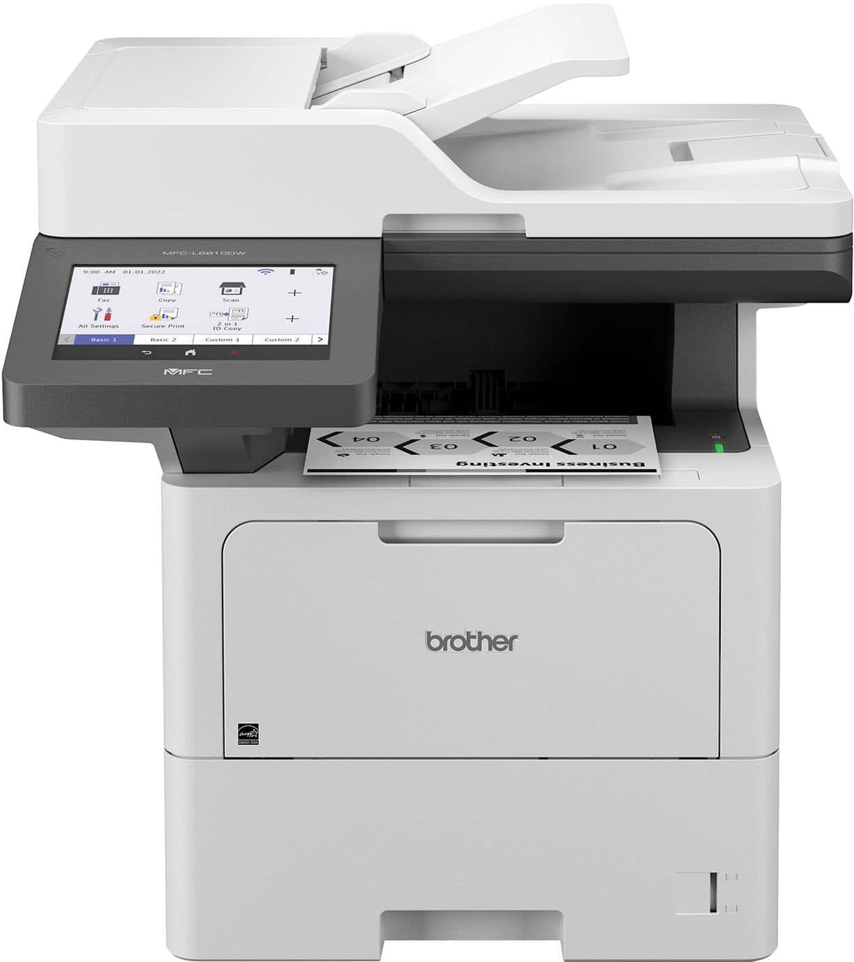 Front. Brother - MFC-L6810DW Wireless Black-and-White All-in-One Laser Printer - White/Gray.