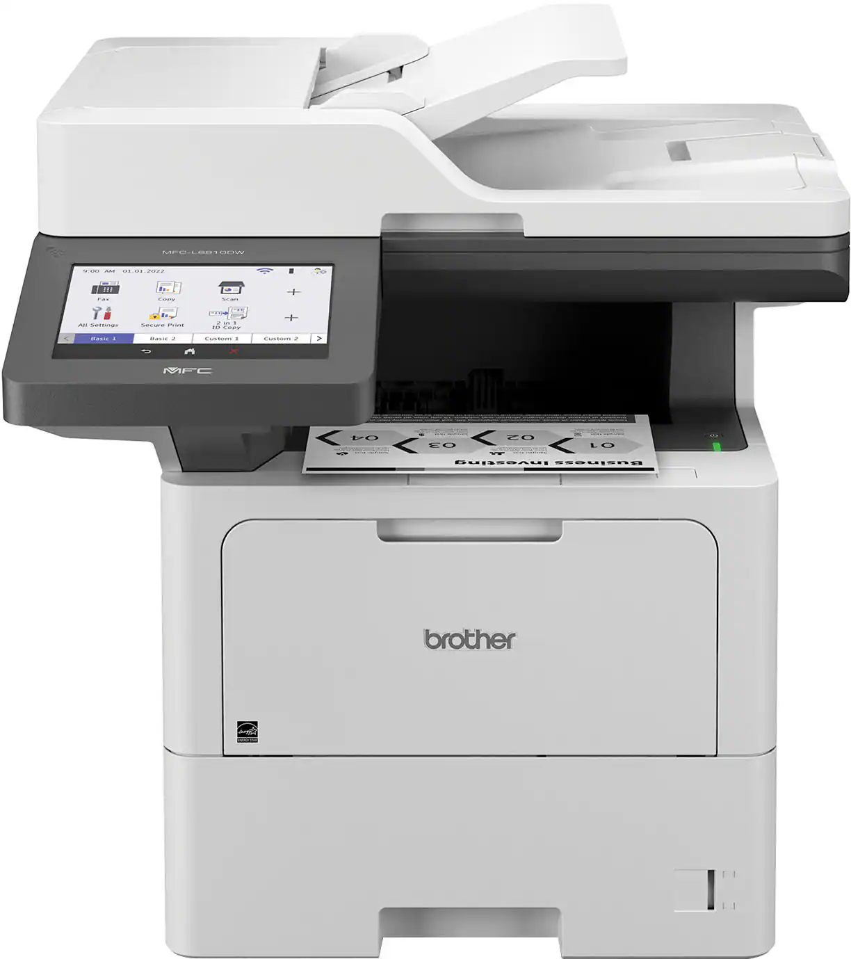 Front. Brother - MFC-L6810DW Wireless Black-and-White All-in-One Laser Printer - White/Gray.