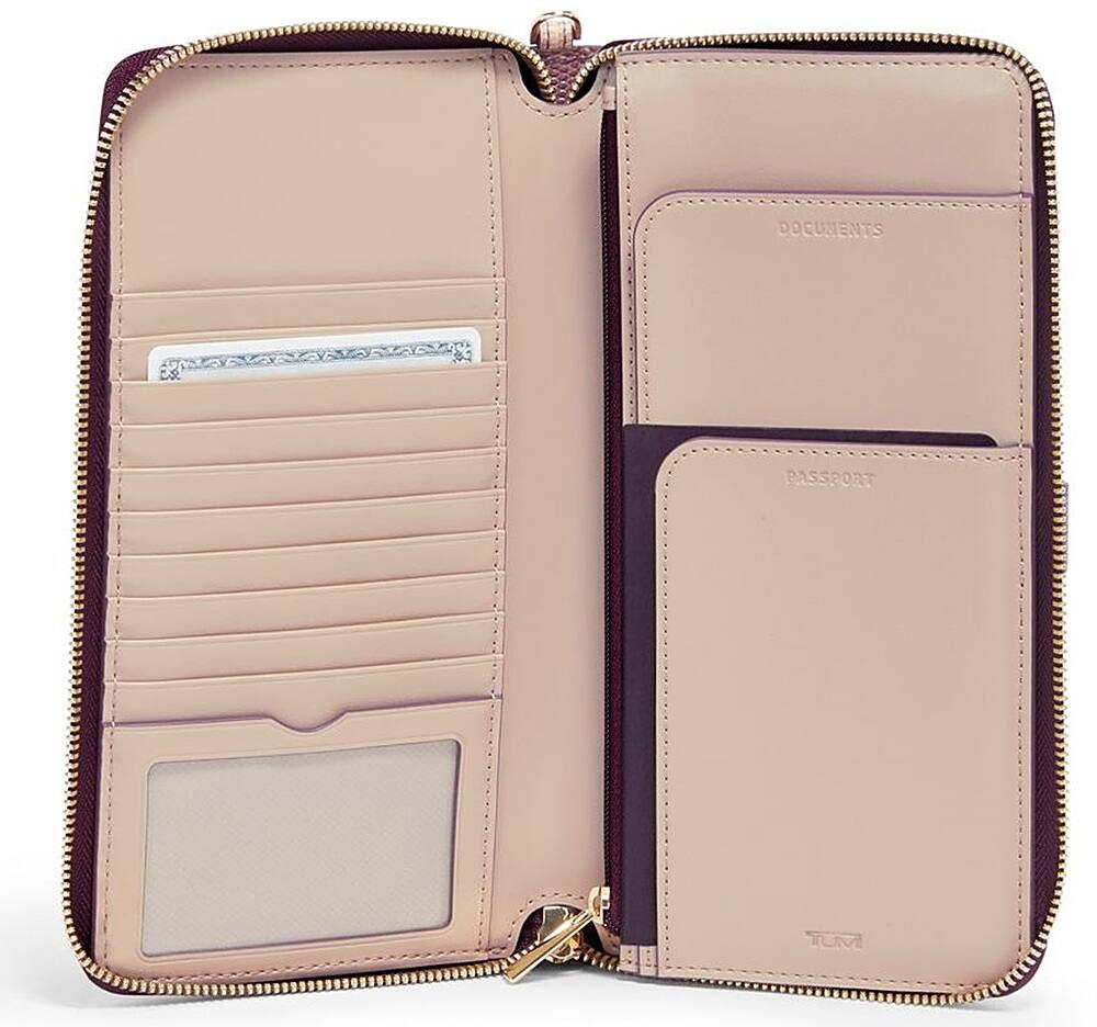 Left View: TUMI - Belden Zip-Around Passport Case - Moonlight/Purple Ombre