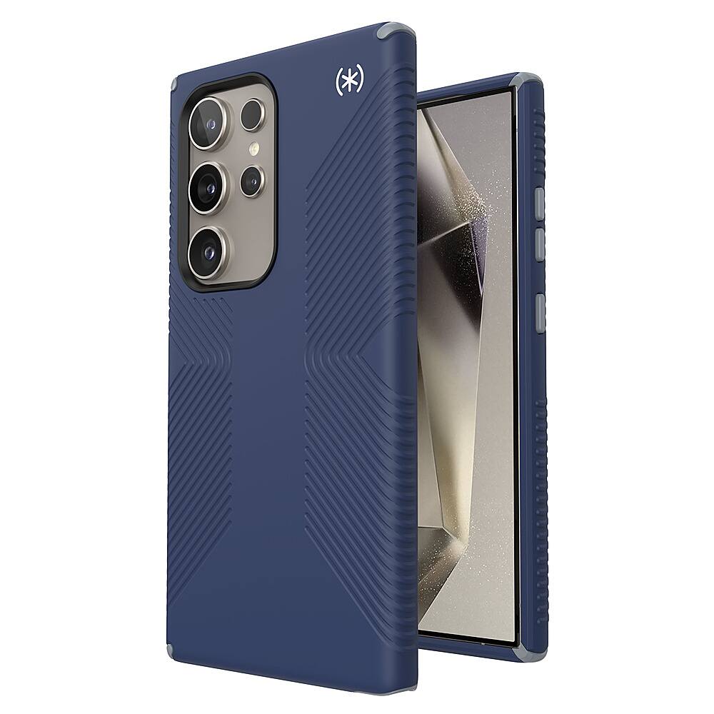 Angle. Speck - Presidio2 Grip Case for Samsung Galaxy S24 Ultra - Coastal Blue.