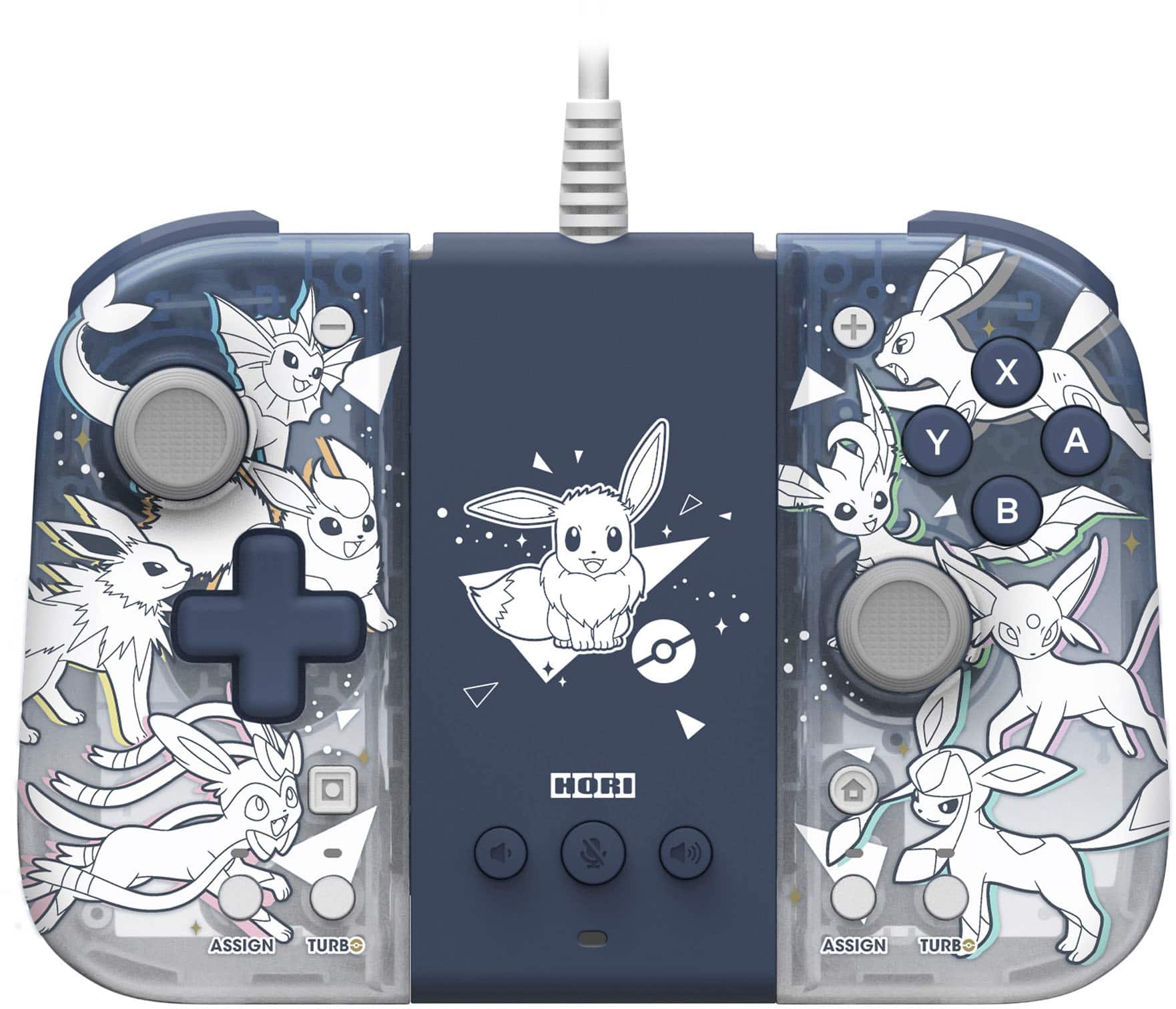 Front. Hori - Split Pad Compact Attachment Set - Officially Licensed By Nintendo and The Pokémon Company International - Eevee.