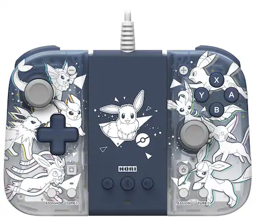 Front. Hori - Split Pad Compact Attachment Set - Officially Licensed By Nintendo and The Pokémon Company International - Eevee.