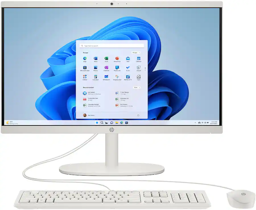 Front. HP - 21.5" Full HD All-in-One - Intel Celeron - 4GB Memory - 128GB SSD - Cashmere White.