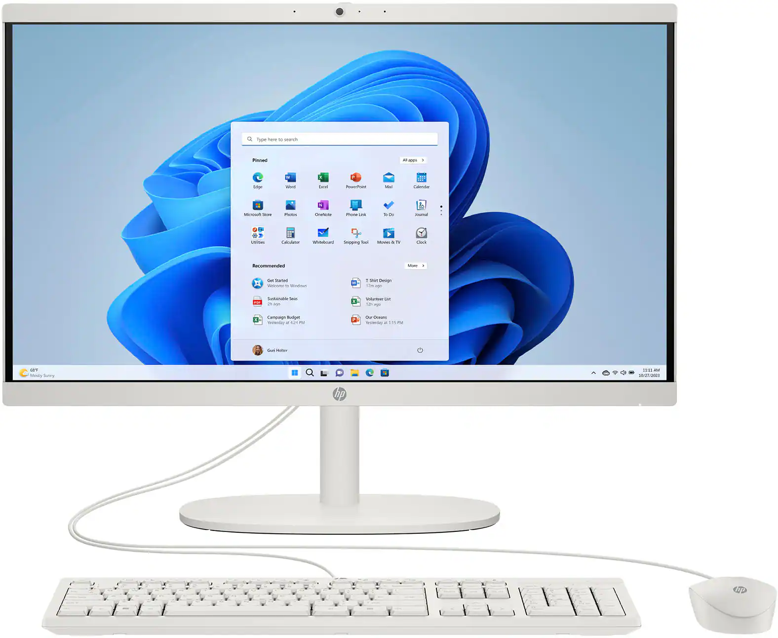 Front. HP - 21.5" Full HD All-in-One - Intel Celeron - 4GB Memory - 128GB SSD - Cashmere White.