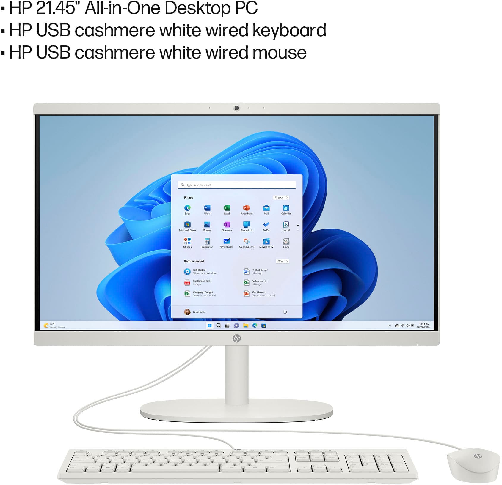 Alt View 6. HP - 21.5" Full HD All-in-One - Intel Celeron - 4GB Memory - 128GB SSD - Cashmere White.