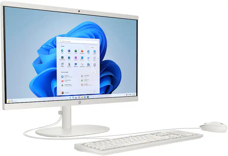 Left. HP - 21.5" Full HD All-in-One - Intel Celeron - 4GB Memory - 128GB SSD - Cashmere White.