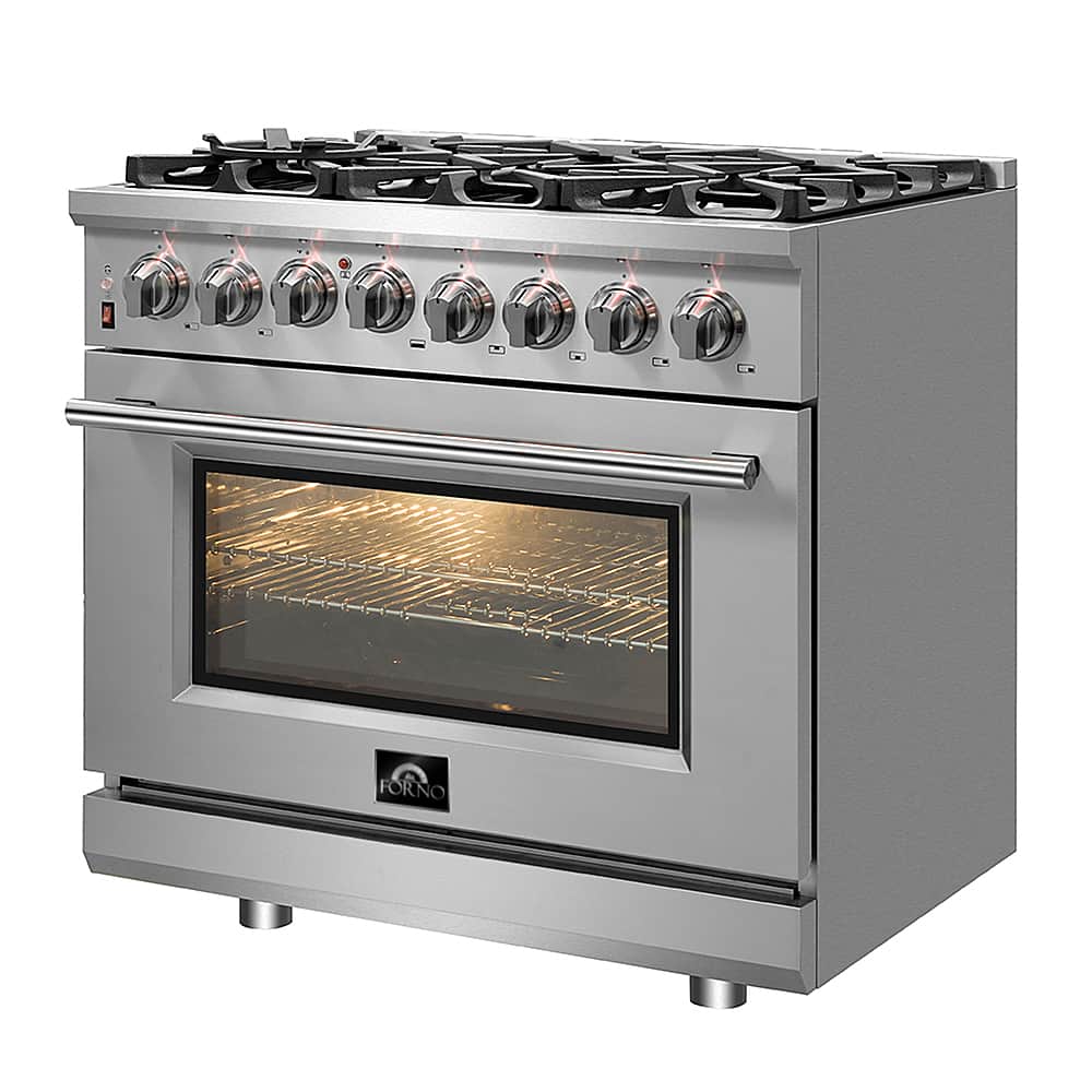 Angle. Forno Appliances - Massimo 5.36 Cu. Ft. Freestanding Dual Fuel Range - Stainless steel.
