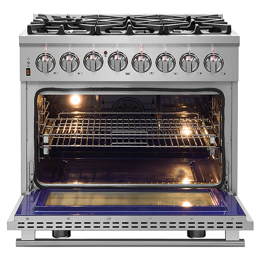 Left. Forno Appliances - Massimo 5.36 Cu. Ft. Freestanding Dual Fuel Range - Stainless steel.