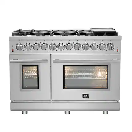 Front. Forno Appliances - Massimo 6.58 Cu. Ft. Freestanding Dual Fuel Range - Stainless steel.