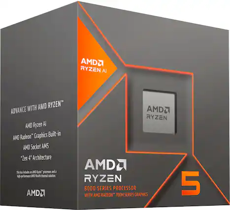 Alt View 1. AMD - Ryzen 5 8600G 6-core - 12-thread – 4.3 GHz (5.0 GHz Max Boost) Socket AM5 Unlocked Desktop Processor - Silver.
