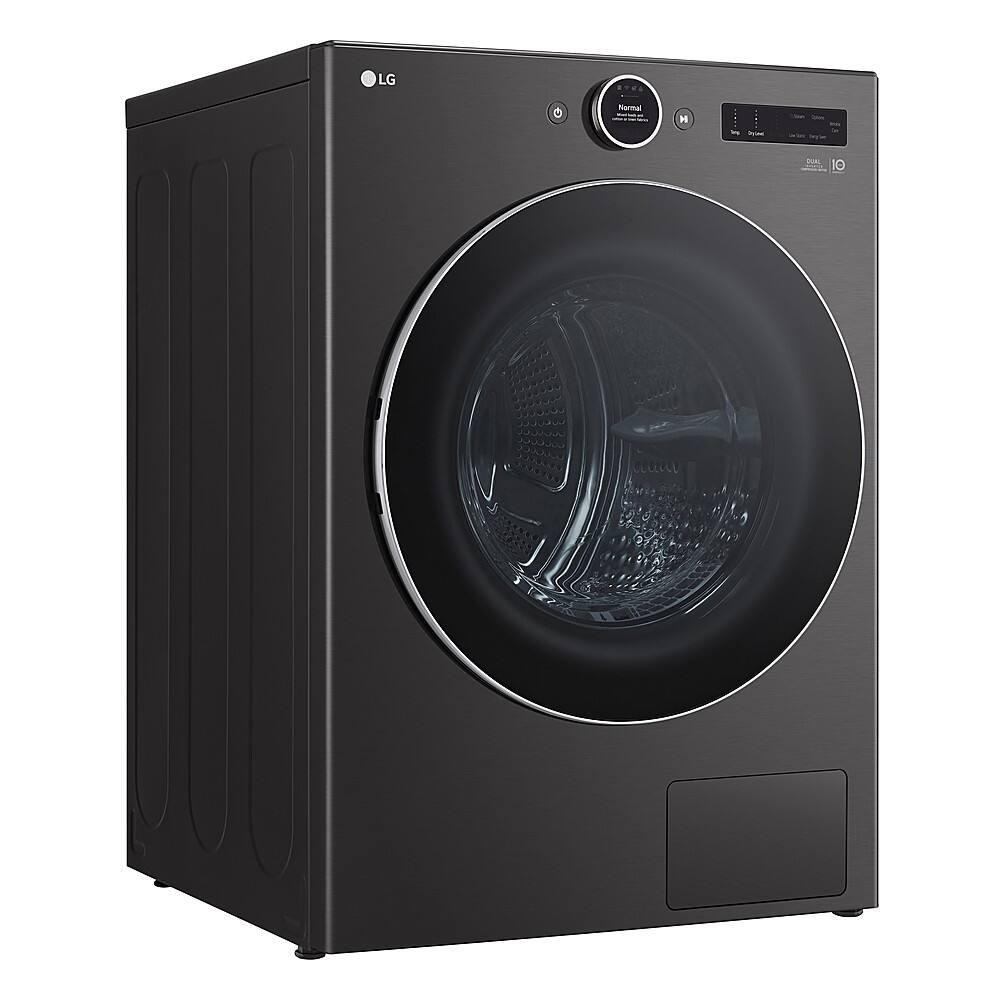 Angle. LG - 7.8 Cu. Ft. Stackable Smart Electric Dryer with Ventless Heat Pump Technology - Black Steel.