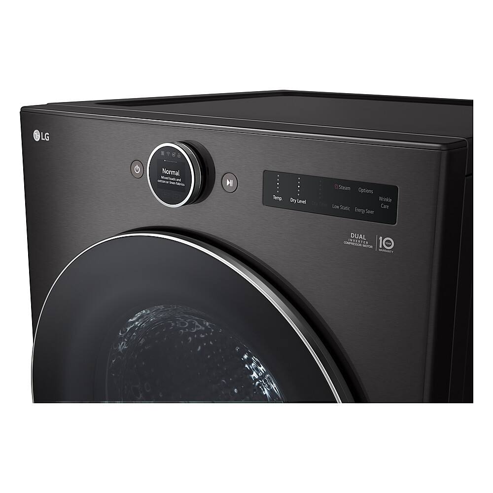 Alt View 19. LG - 7.8 Cu. Ft. Stackable Smart Electric Dryer with Ventless Heat Pump Technology - Black Steel.