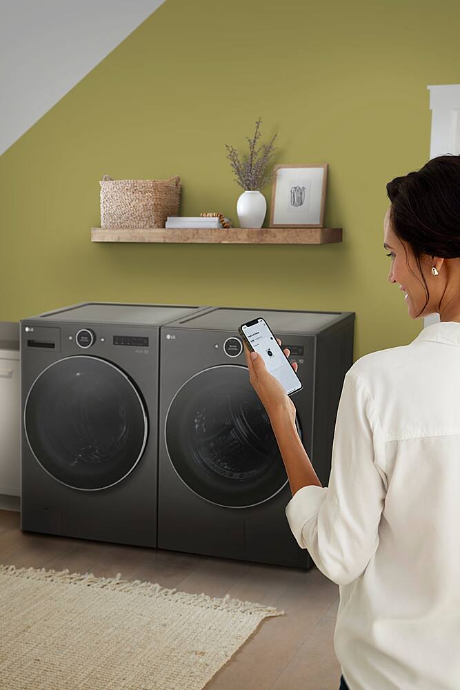 Alt View 28. LG - 7.8 Cu. Ft. Stackable Smart Electric Dryer with Ventless Heat Pump Technology - Black Steel.