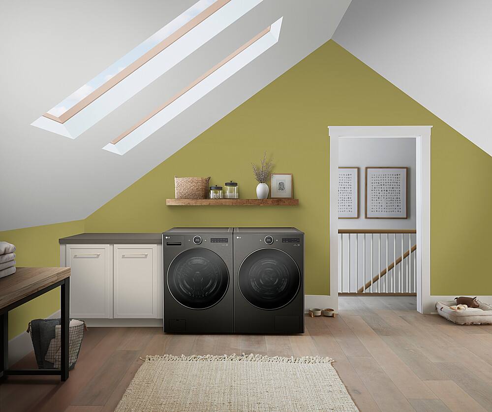 Alt View 30. LG - 7.8 Cu. Ft. Stackable Smart Electric Dryer with Ventless Heat Pump Technology - Black Steel.