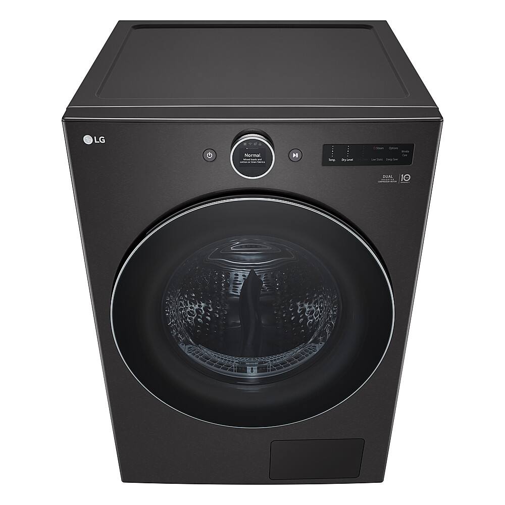 Alt View 3. LG - 7.8 Cu. Ft. Stackable Smart Electric Dryer with Ventless Heat Pump Technology - Black Steel.