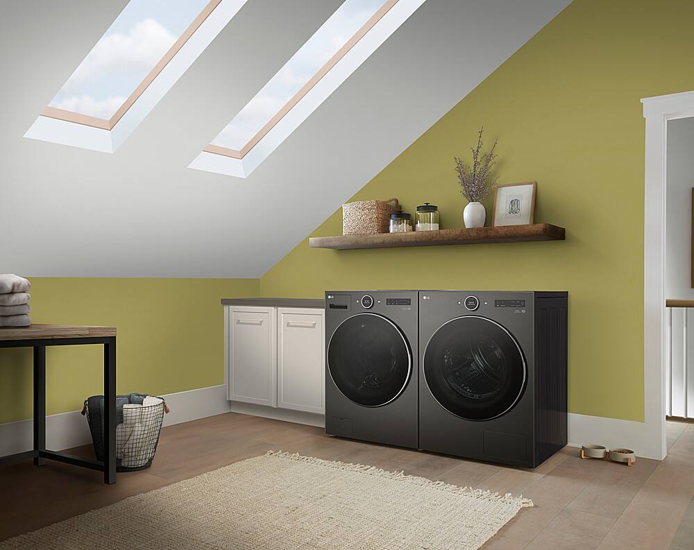 Alt View 31. LG - 7.8 Cu. Ft. Stackable Smart Electric Dryer with Ventless Heat Pump Technology - Black Steel.