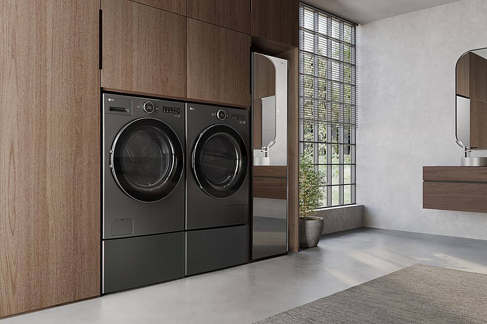 Alt View 32. LG - 7.8 Cu. Ft. Stackable Smart Electric Dryer with Ventless Heat Pump Technology - Black Steel.