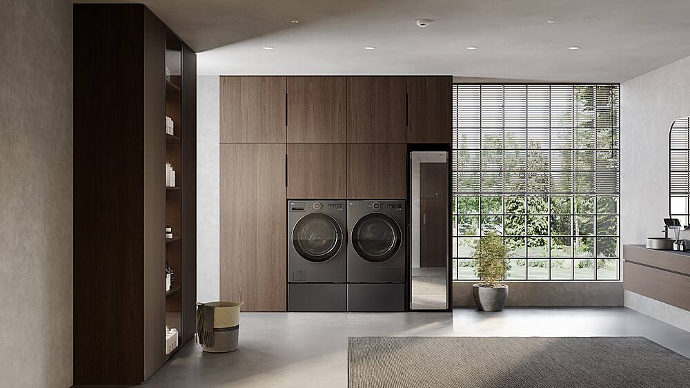 Alt View 33. LG - 7.8 Cu. Ft. Stackable Smart Electric Dryer with Ventless Heat Pump Technology - Black Steel.