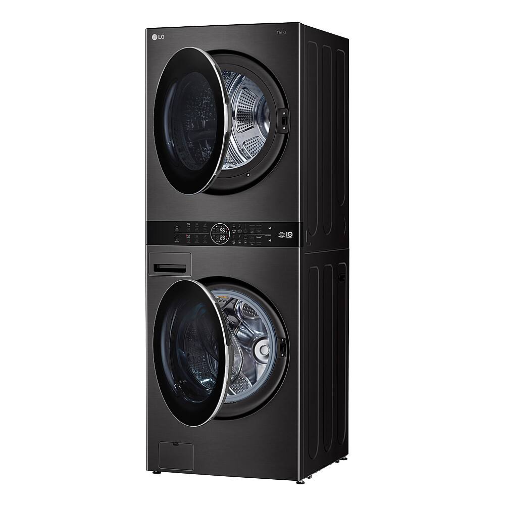 Alt View 12. LG - 5.0 Cu. Ft. HE Smart Front Load Washer and 7.8 Cu. Ft. Electric Dryer WashTower with Steam and Ventless Heat Pump Tech - Black Steel.