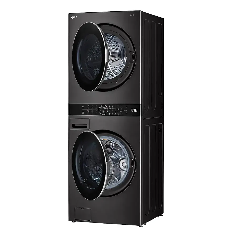Alt View 12. LG - 5.0 Cu. Ft. HE Smart Front Load Washer and 7.8 Cu. Ft. Electric Dryer WashTower with Steam and Ventless Heat Pump Tech - Black Steel.