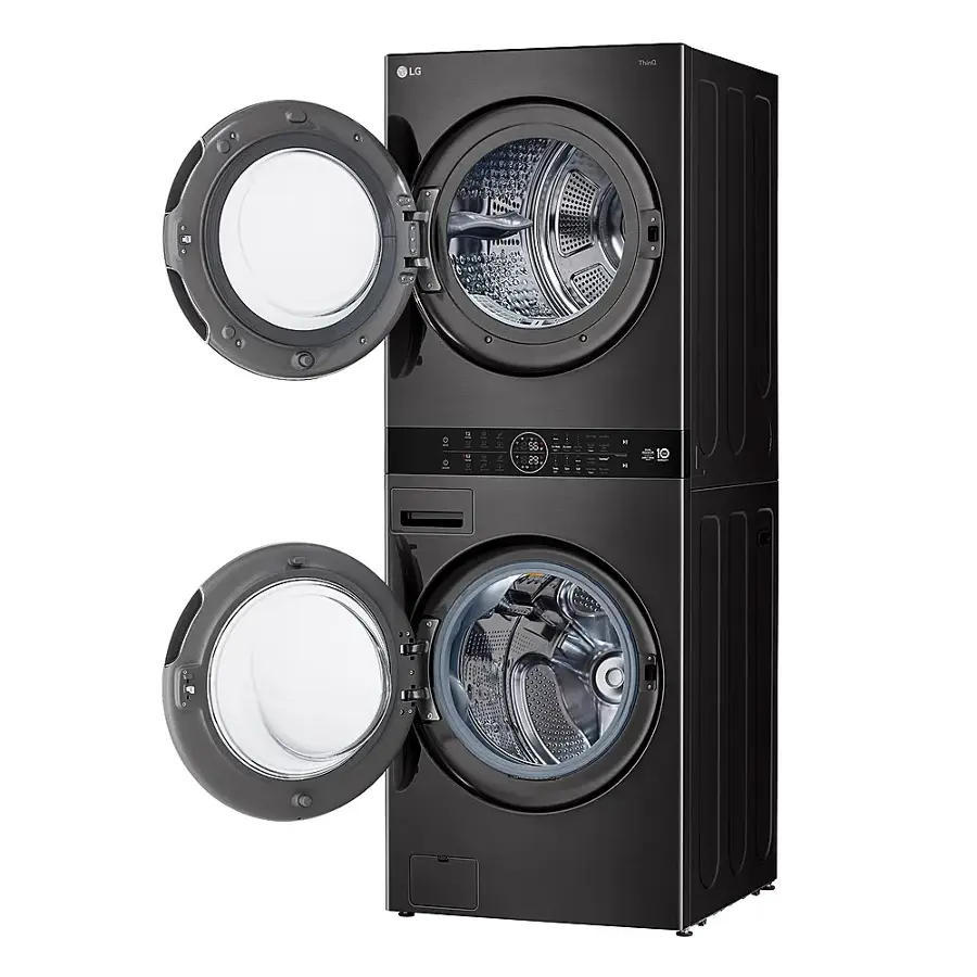 Alt View 13. LG - 5.0 Cu. Ft. HE Smart Front Load Washer and 7.8 Cu. Ft. Electric Dryer WashTower with Steam and Ventless Heat Pump Tech - Black Steel.