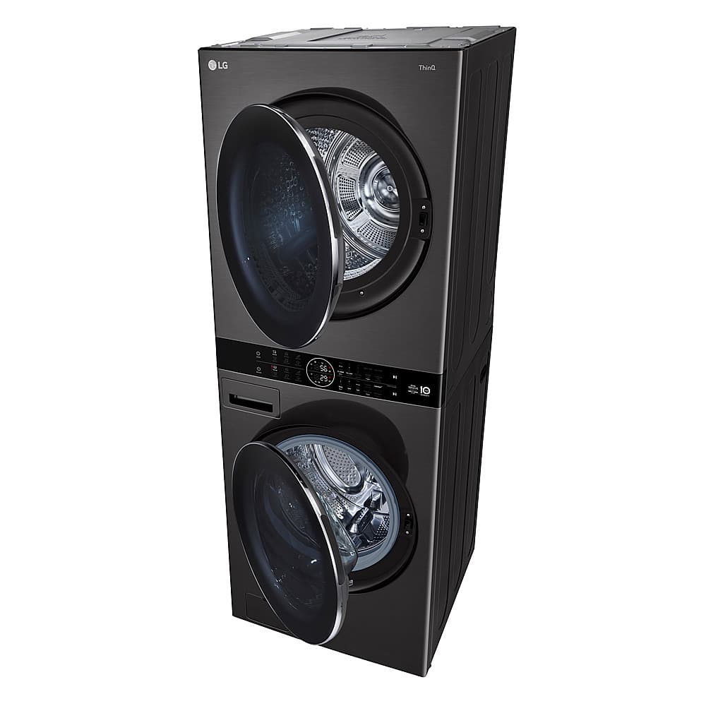 Alt View 14. LG - 5.0 Cu. Ft. HE Smart Front Load Washer and 7.8 Cu. Ft. Electric Dryer WashTower with Steam and Ventless Heat Pump Tech - Black Steel.