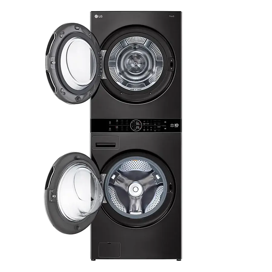 Alt View 11. LG - 5.0 Cu. Ft. HE Smart Front Load Washer and 7.8 Cu. Ft. Electric Dryer WashTower with Steam and Ventless Heat Pump Tech - Black Steel.