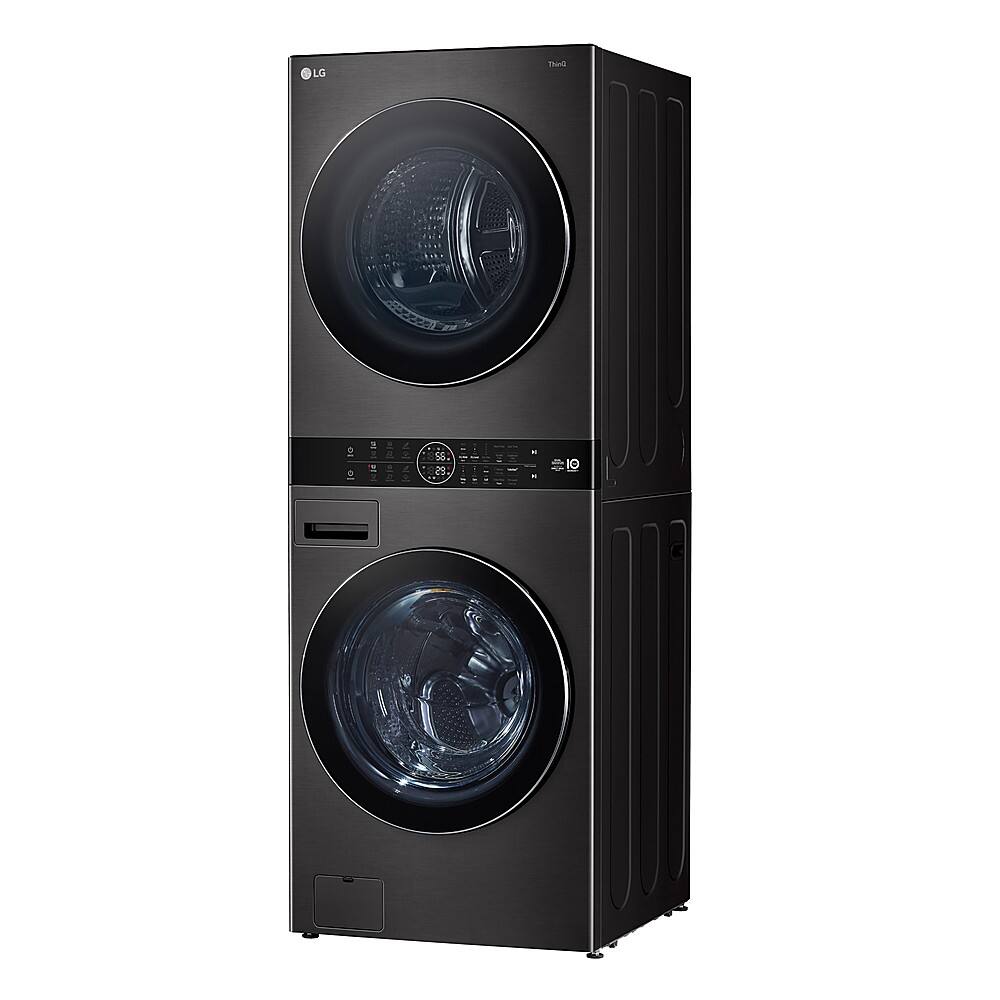 Alt View 1. LG - 5.0 Cu. Ft. HE Smart Front Load Washer and 7.8 Cu. Ft. Electric Dryer WashTower with Steam and Ventless Heat Pump Tech - Black Steel.
