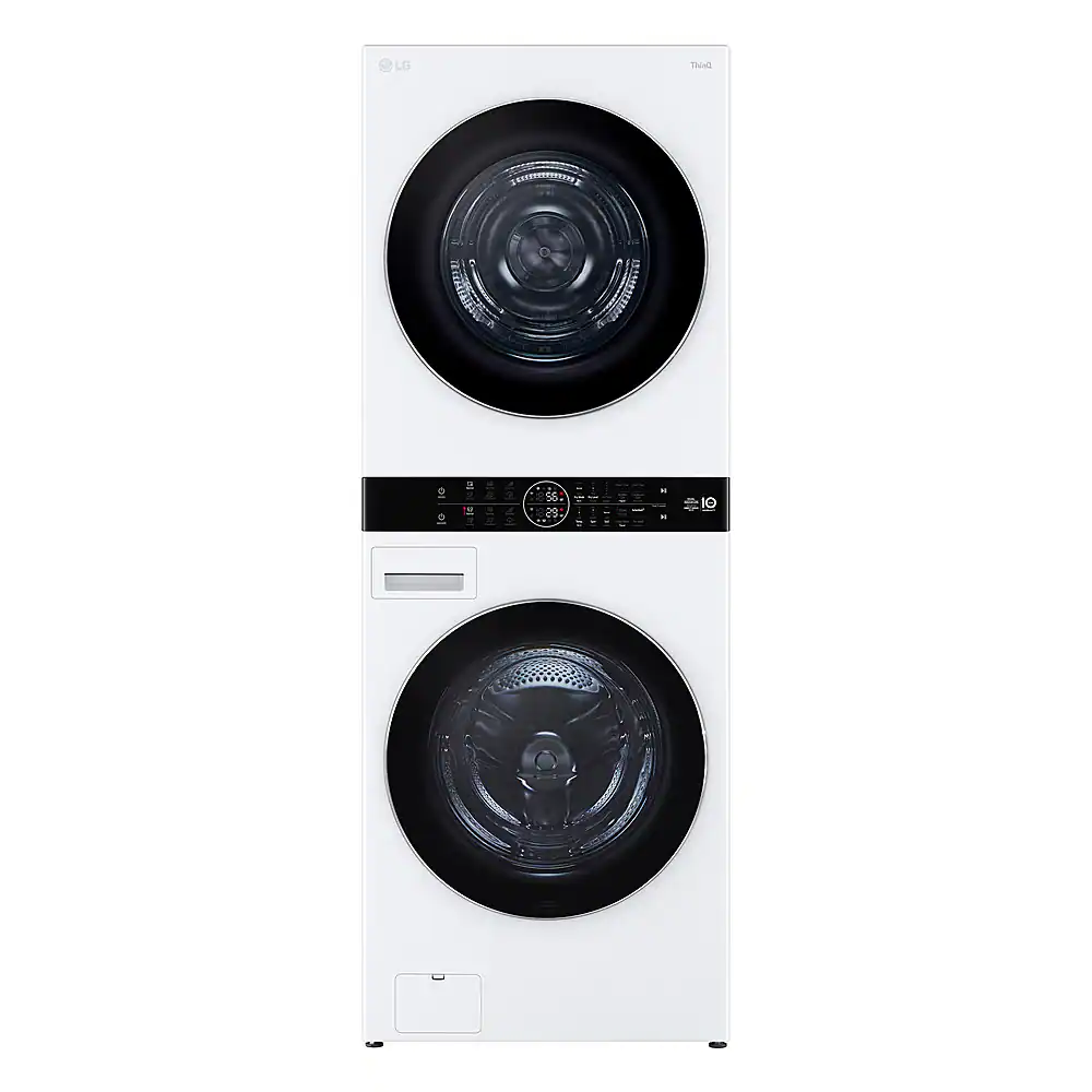 LG - 5.0 Cu. Ft. HE Smart Front Load Washer and 7.8 Cu. Ft. Electric Dryer WashTower with Steam and Ventless Heat Pump Tech - White