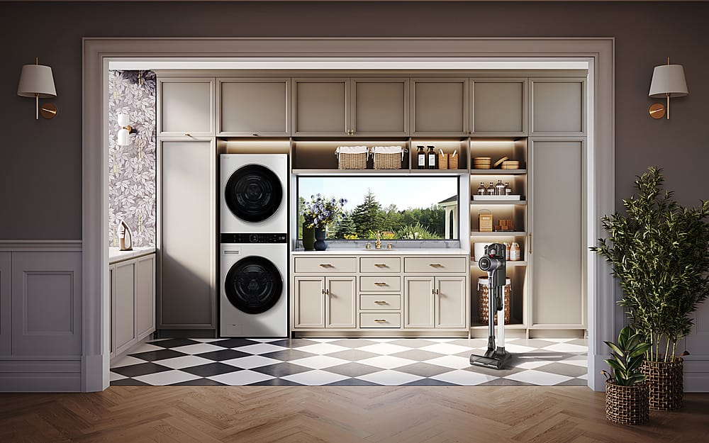 Alt View 29. LG - 5.0 Cu. Ft. HE Smart Front Load Washer and 7.8 Cu. Ft. Electric Dryer WashTower with Steam and Ventless Heat Pump Tech - White.