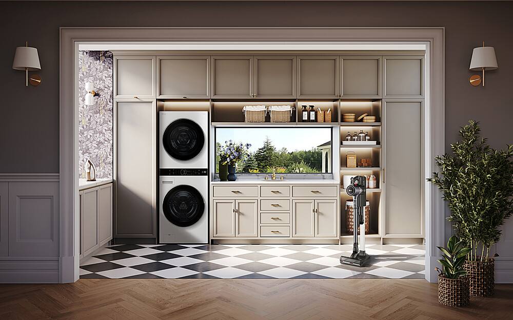 Alt View 29. LG - 5.0 Cu. Ft. HE Smart Front Load Washer and 7.8 Cu. Ft. Electric Dryer WashTower with Steam and Ventless Heat Pump Tech - White.