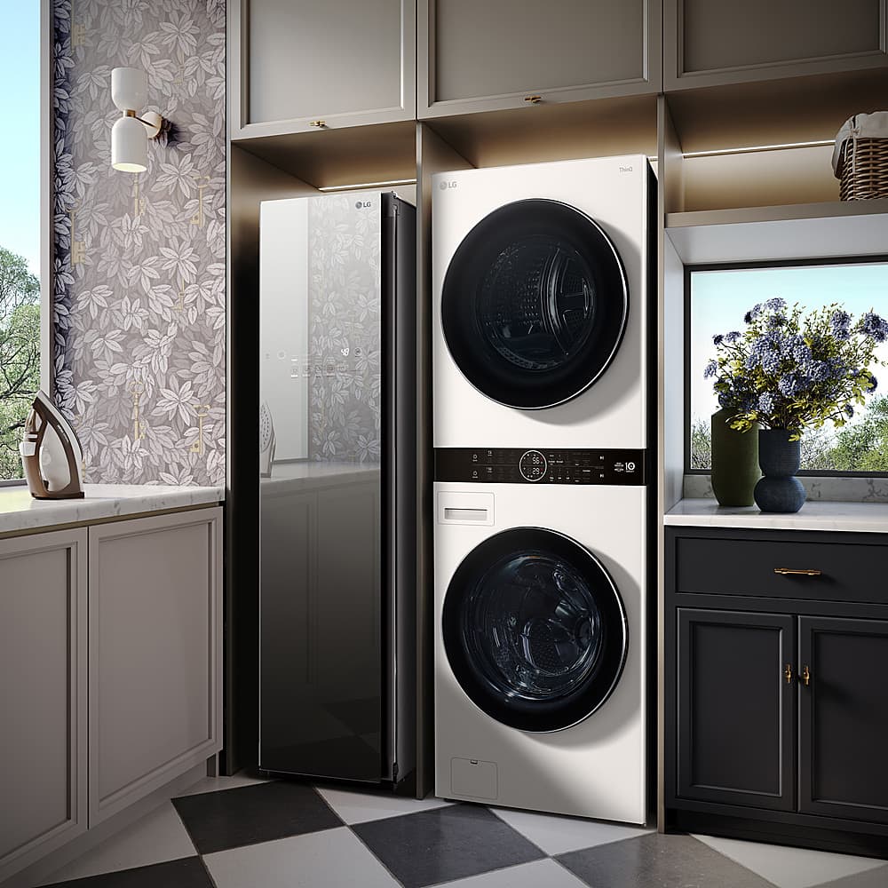 Alt View 30. LG - 5.0 Cu. Ft. HE Smart Front Load Washer and 7.8 Cu. Ft. Electric Dryer WashTower with Steam and Ventless Heat Pump Tech - White.