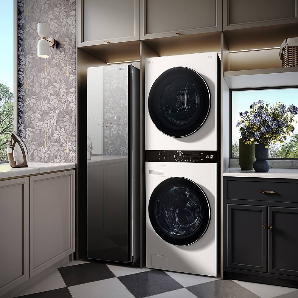 Alt View 30. LG - 5.0 Cu. Ft. HE Smart Front Load Washer and 7.8 Cu. Ft. Electric Dryer WashTower with Steam and Ventless Heat Pump Tech - White.