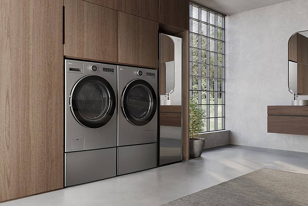 Alt View 24. LG - 7.8 Cu. Ft. Stackable Smart Electric Dryer with Ventless Heat Pump Technology - Graphite Steel.