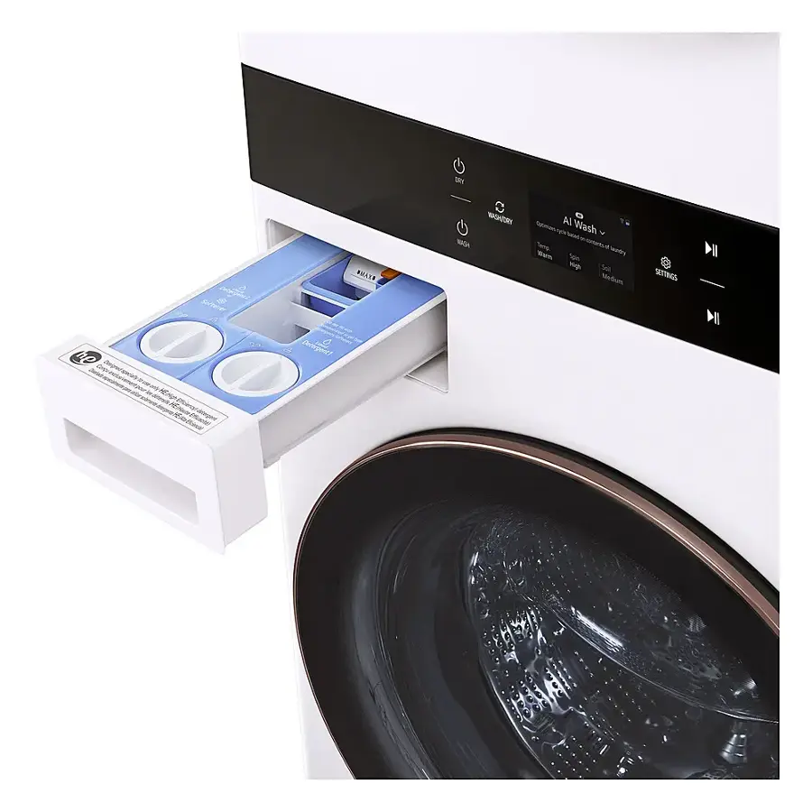 Alt View 15. LG - STUDIO 5.0 Cu. Ft. HE Smart Front Load Washer and 7.4 Cu. Ft. Electric Dryer WashTower with Steam and TurboWash 360 - Essence White.